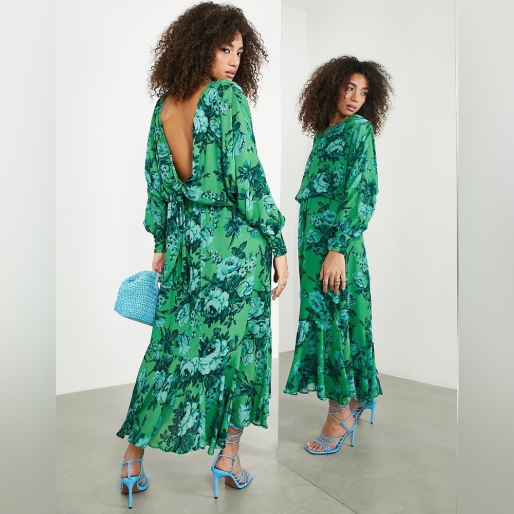 ASOS EDITION drape bow back midi dress in floral print